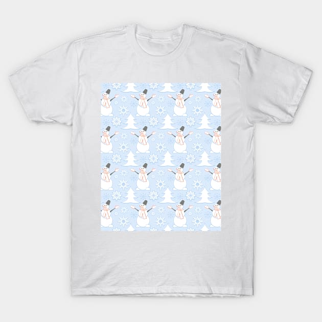 Winter pattern with snowman and snowflakes T-Shirt by Cute-Design